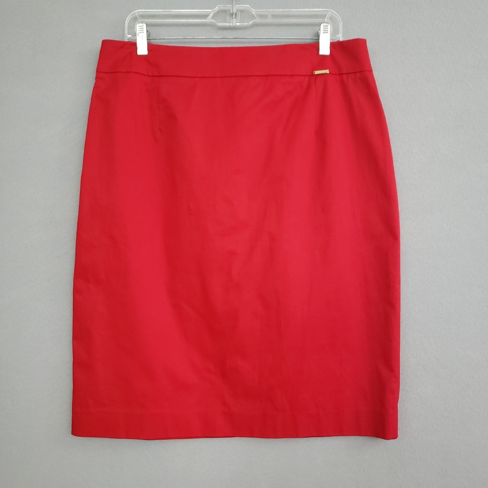 NWT Calvin Klein 14 Pencil Skirt Red Professional Stretch Officecore Career Wear